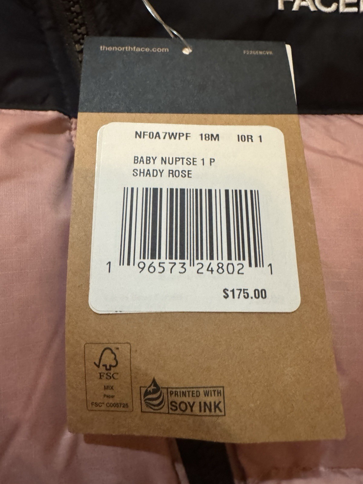 The North Face Baby 1996 Retro Nuptse One-piece Infant Shady Rose 12m – 18m NEW