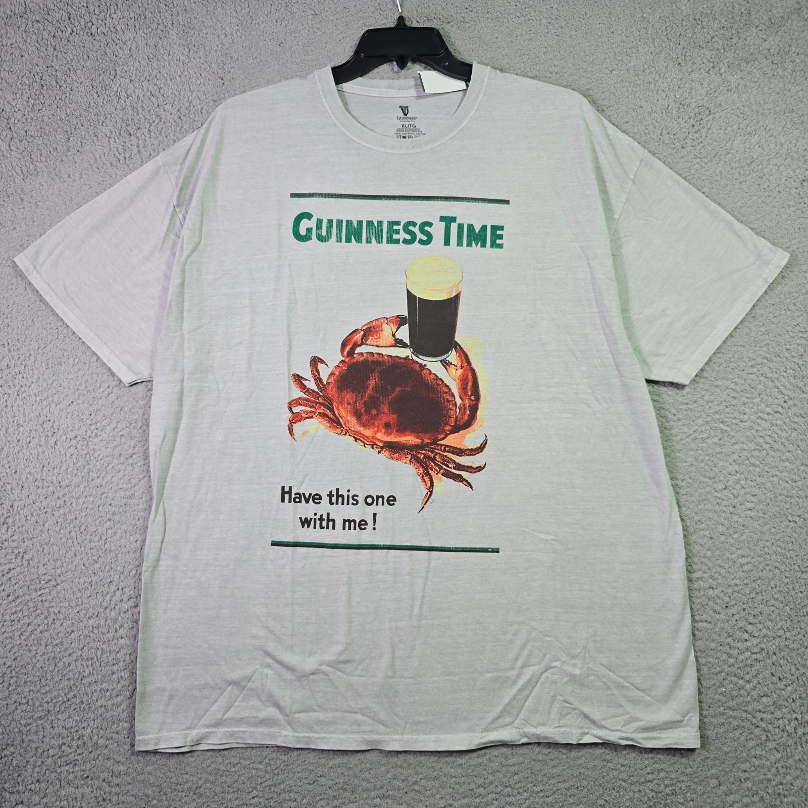 GUINNESS IRISH BEER SHIRT MENS XL Gray IRELAND Distressed Crab Brew CASUAL NWT