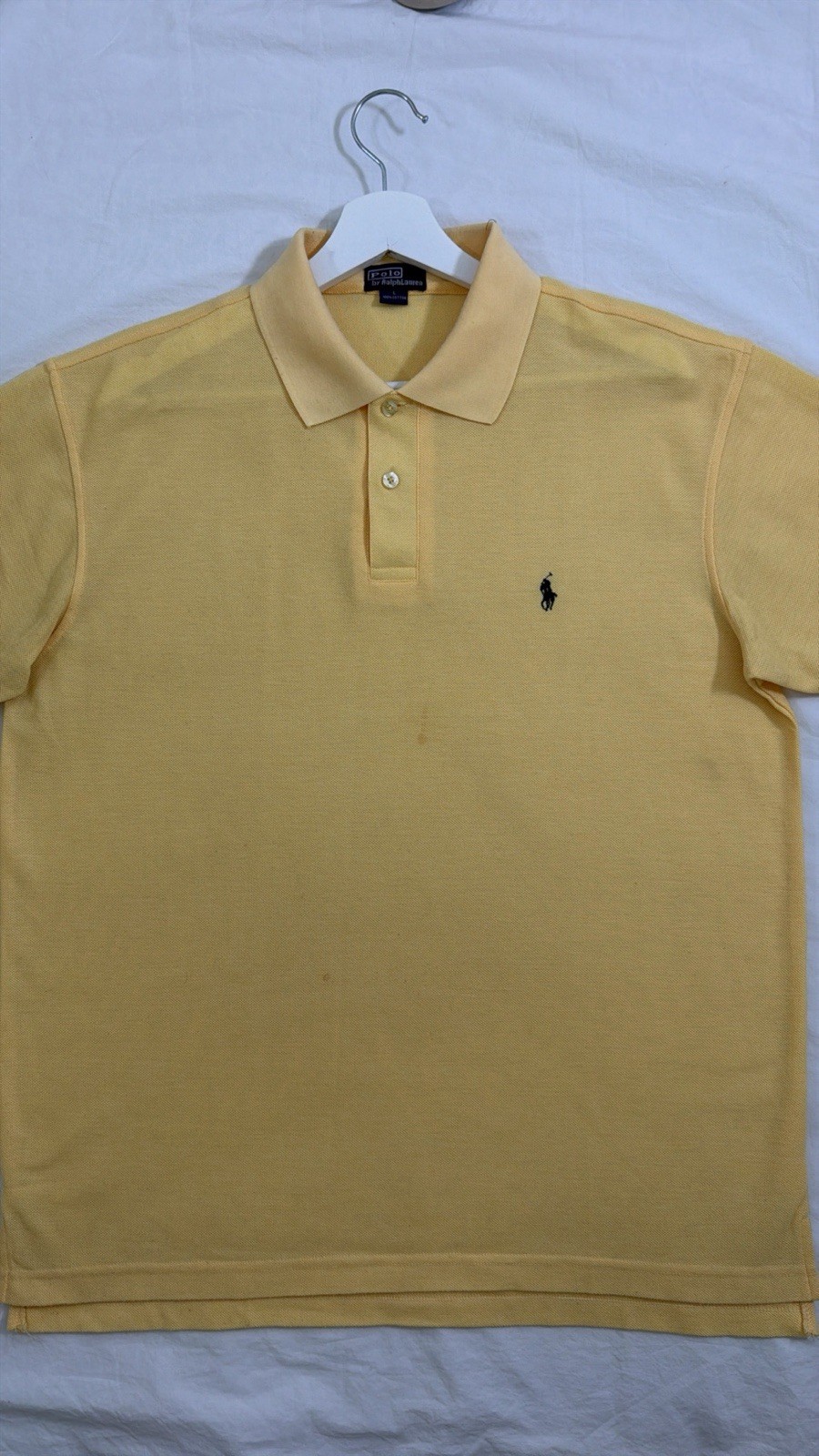 Polo Ralph Lauren Mens Yellow Pique Polo Shirt Short Sleeve Classic Fit Sz L