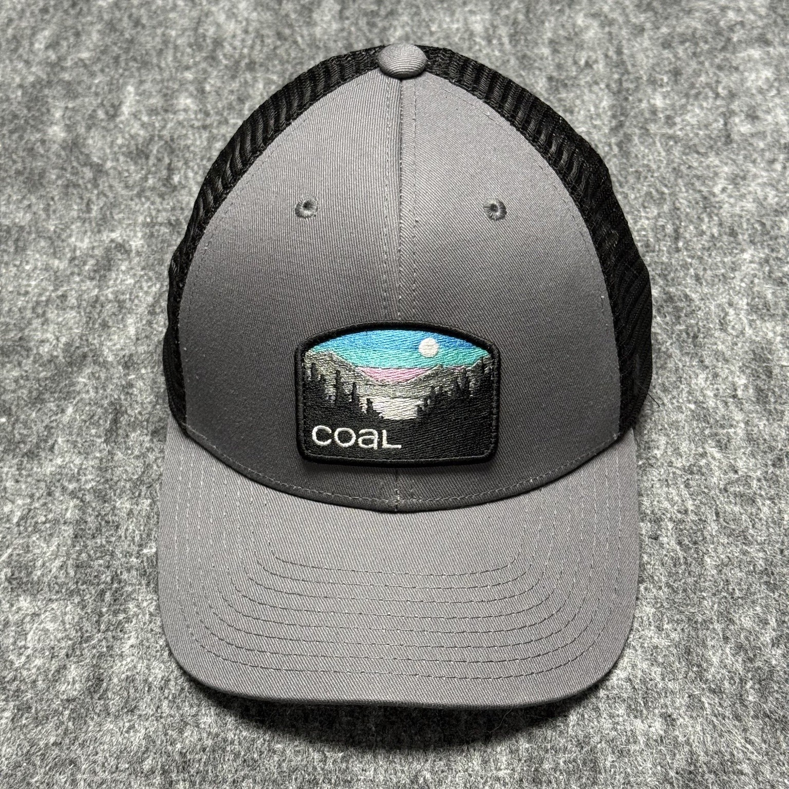 Coal Hauler Low Trucker Hat Men’s OSFM Adjustable Grey Black Landscape Patch