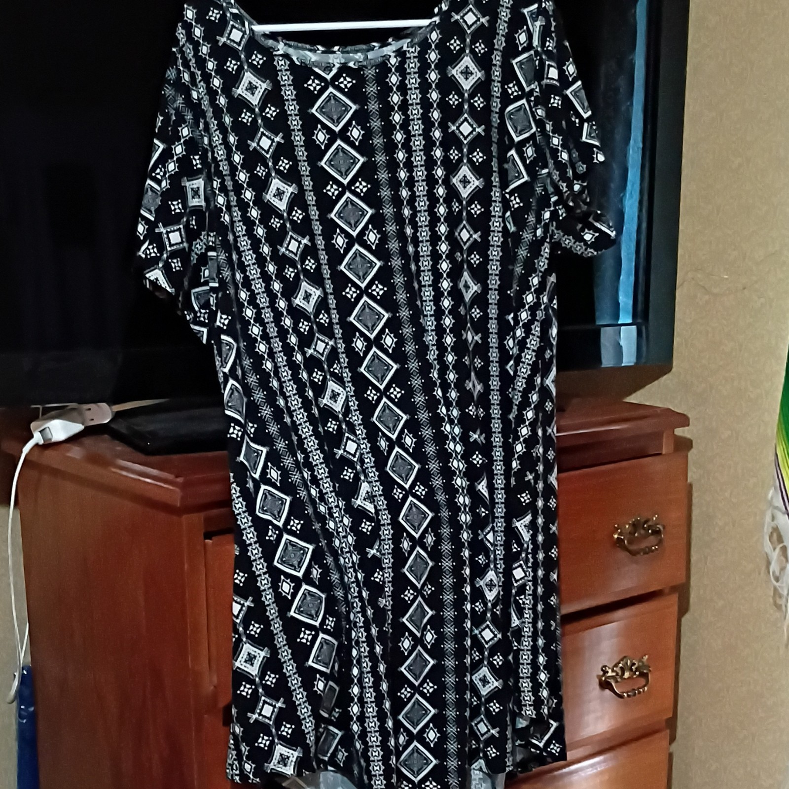 NWT Womens BOBBIE BROOKS Black & White Tee Shirt Dress Size 2X