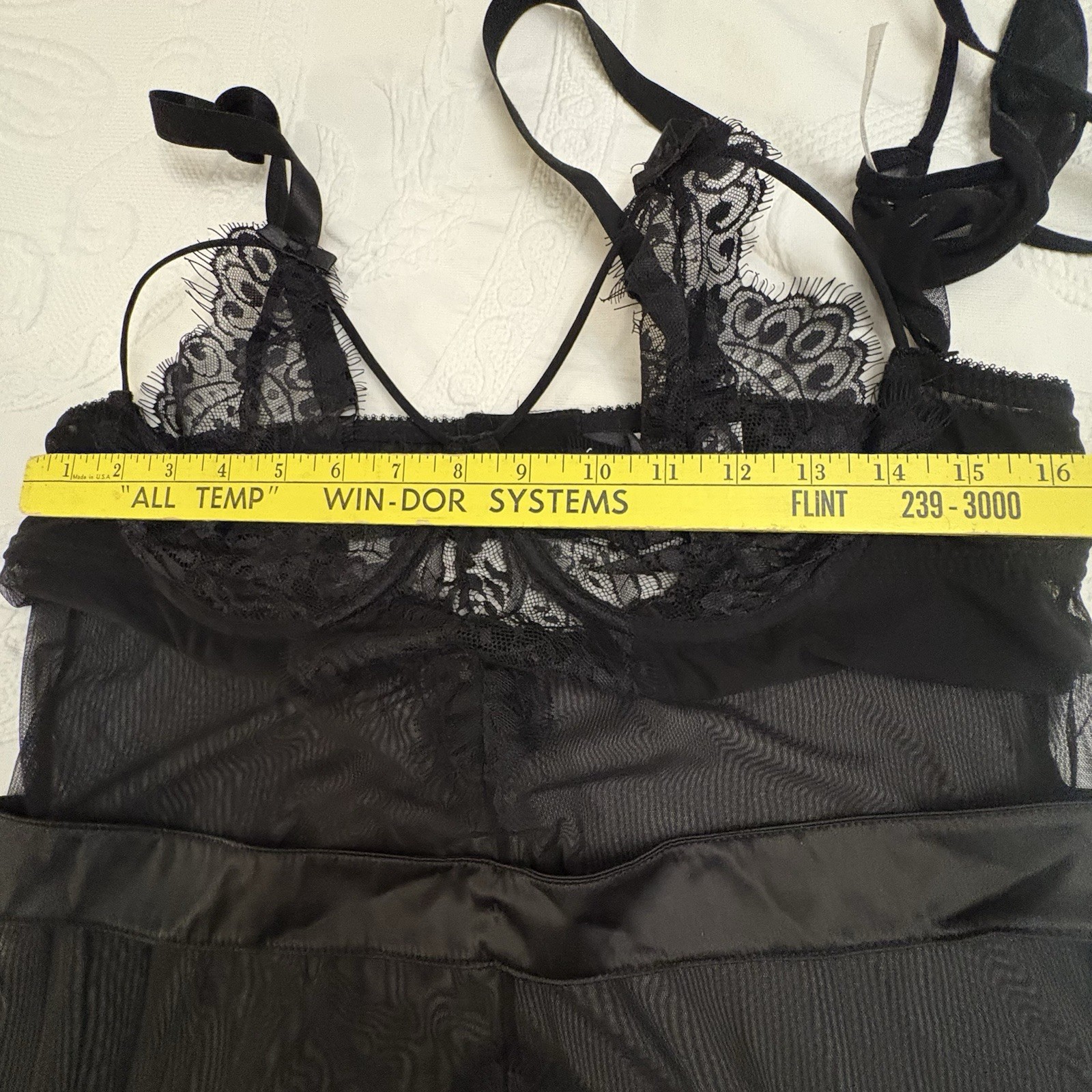 Fredericks Of Hollywood Black Lace Lingerie Sheer 1X NWOT Set