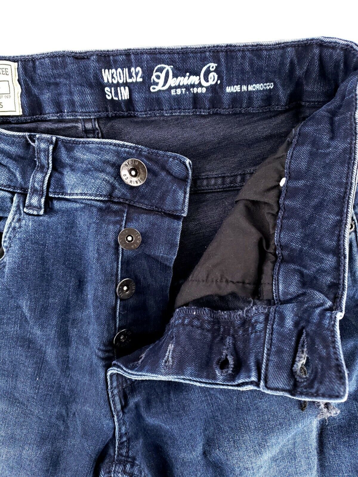 Denim Co. 30×32 Slim Fit Jeans Stretch Denim Dark Wash Button Fly Skinny Modern