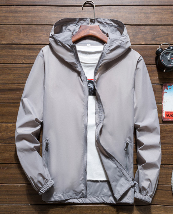 Men‘s Lightweight Windbreaker Hooded Waterproof Rain Jacket Breathable Outwear