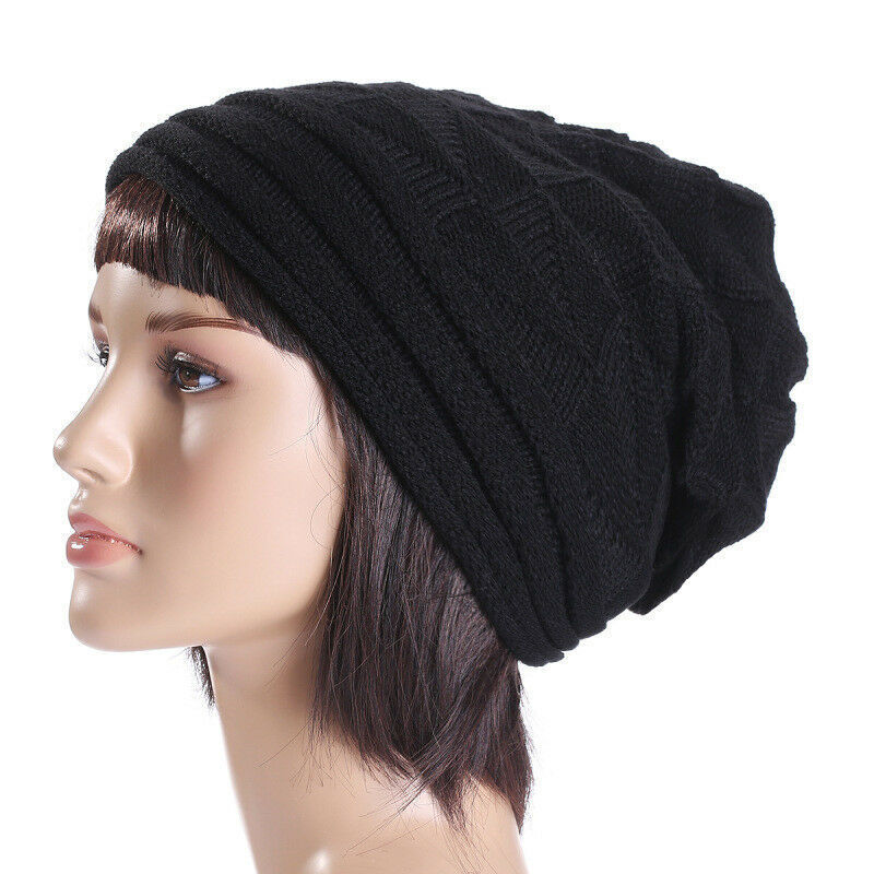 Women Men Winter Crochet Slouch Hat Wool Knit Beanie Baggy Warm Ski Caps Fashion