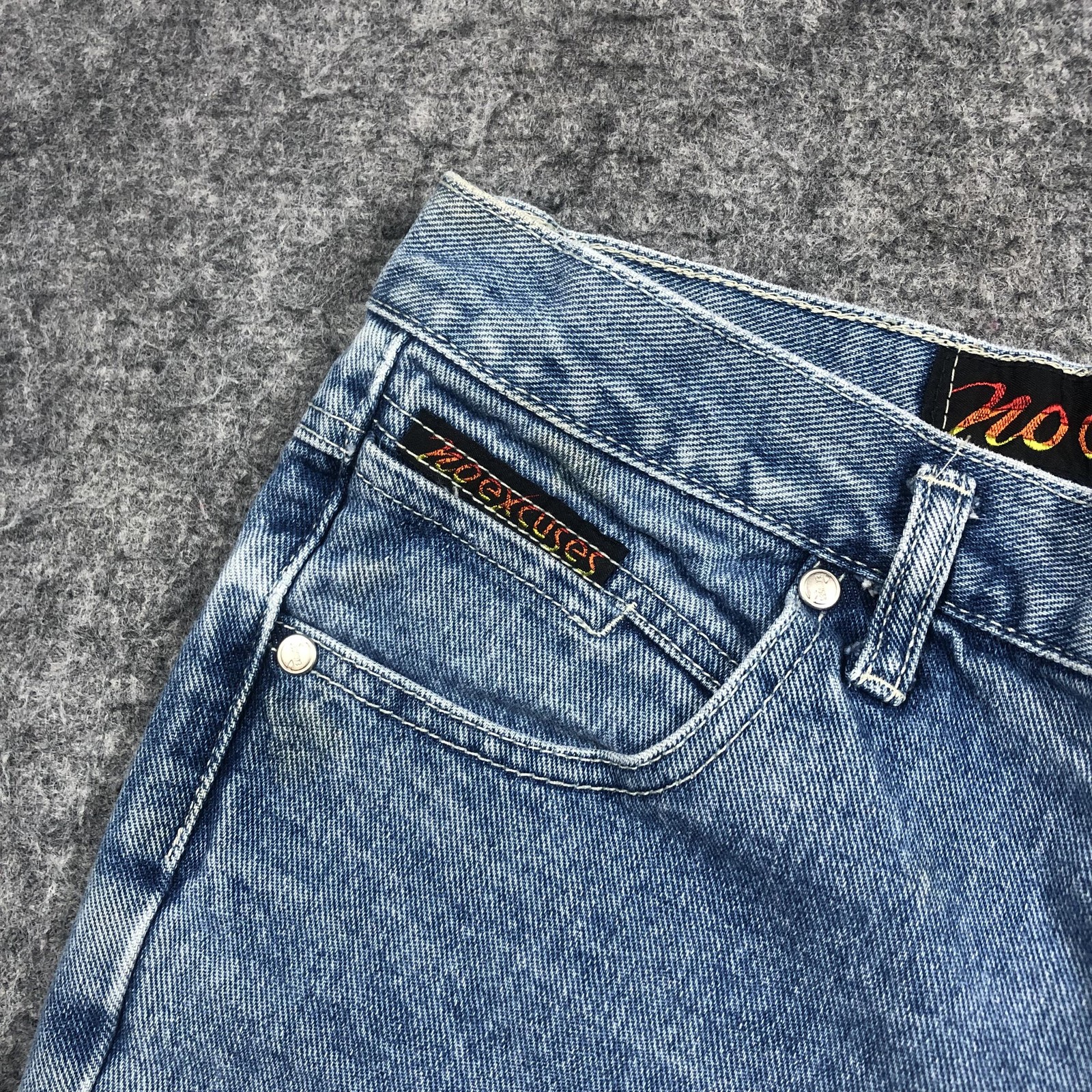 Vintage No Excuses Flare Jeans Juniors 11/12 Blue Light Wash High Rise Denim Y2K