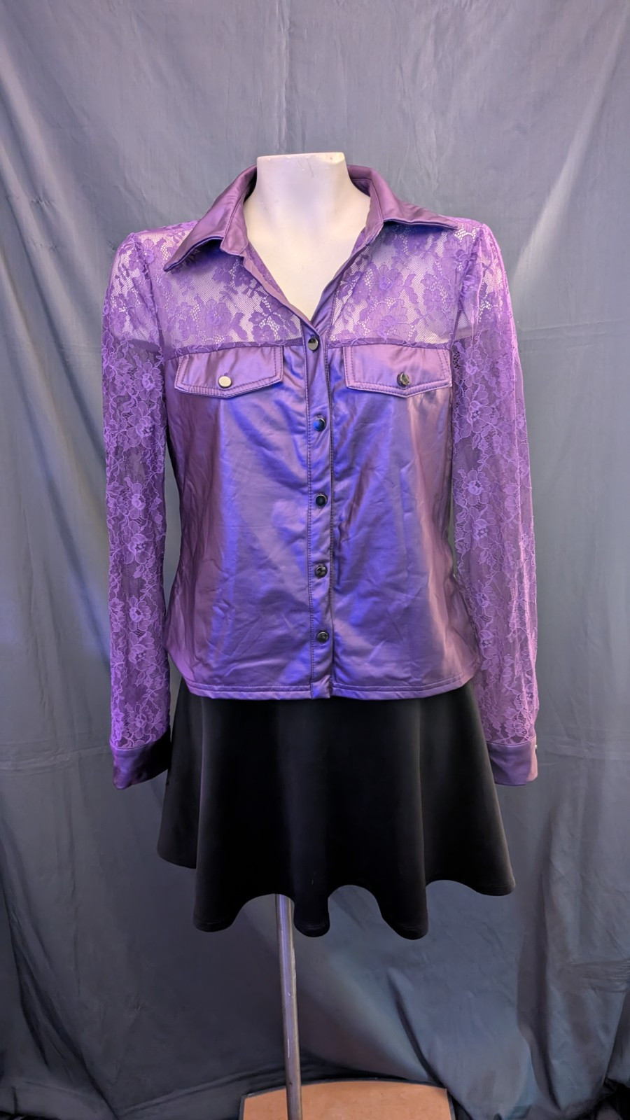 Purple Lace Button Up Top
