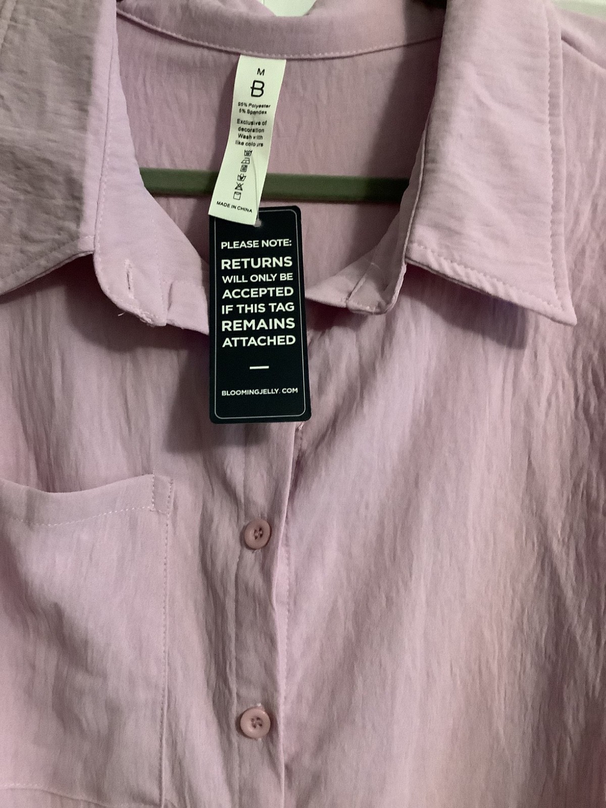 NWT Blooming Jelly Medium 3/4 Sleeve Tunic Top Lilac Draw Strings Free Ship
