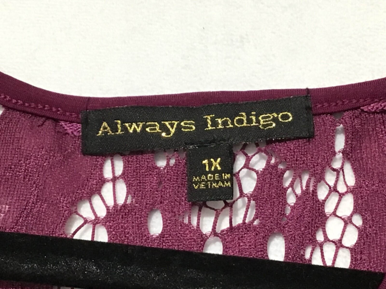 Always Indigo Shirt Top Womens Plus 1X Dark Magenta Lace Career Minimalist