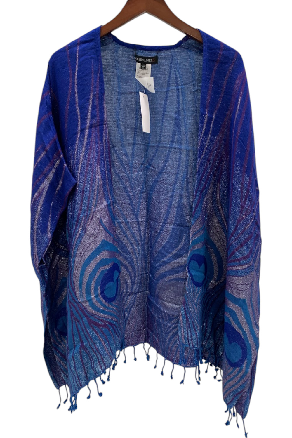 Colleen Lopez Women’s Reversible Floral Printed Kimono Topper Blu/Pur
