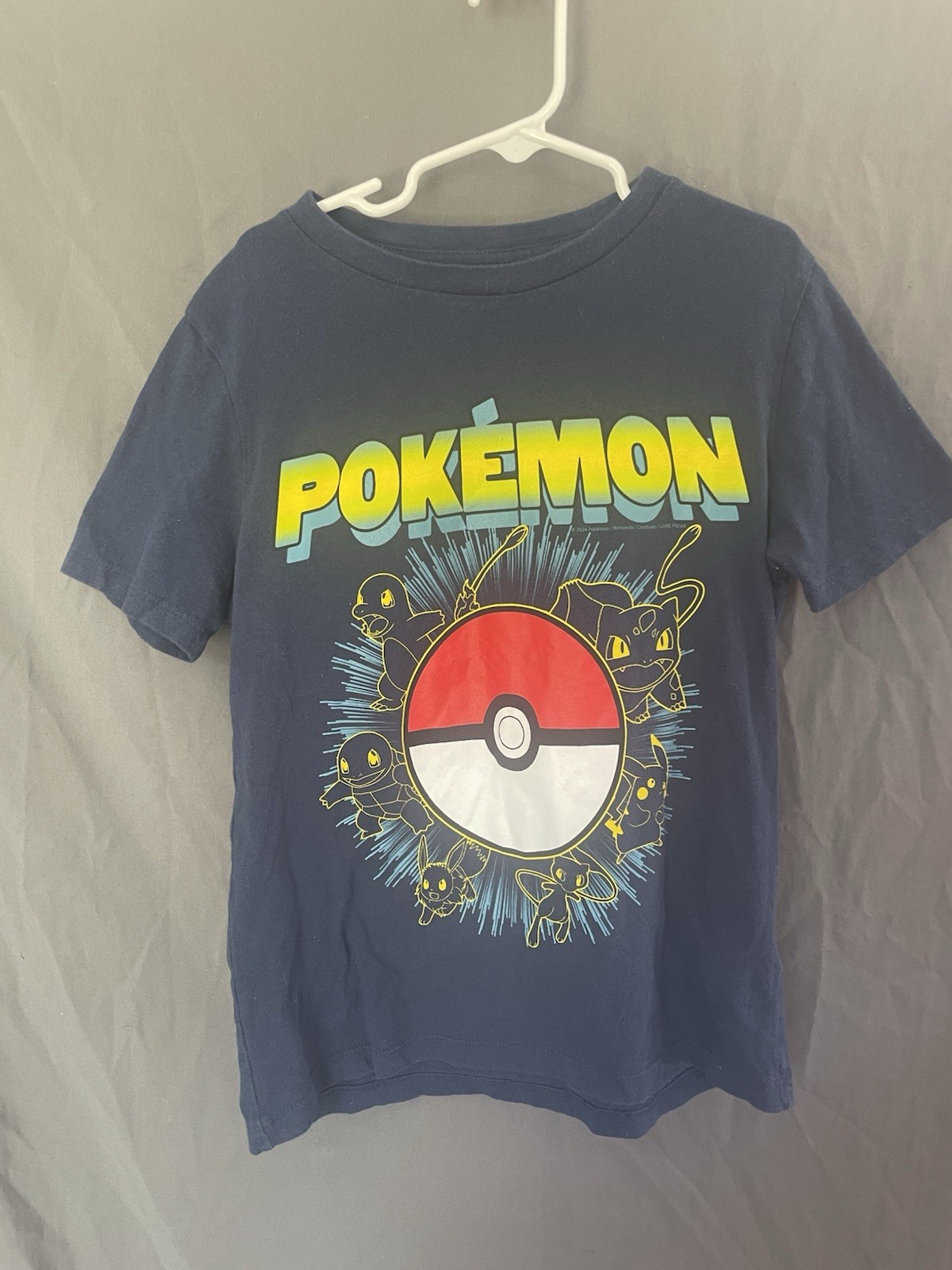 Old Navy Unisex Kids M (8) Blue Pokémon Graphic Print Crew Neck T-Shirt