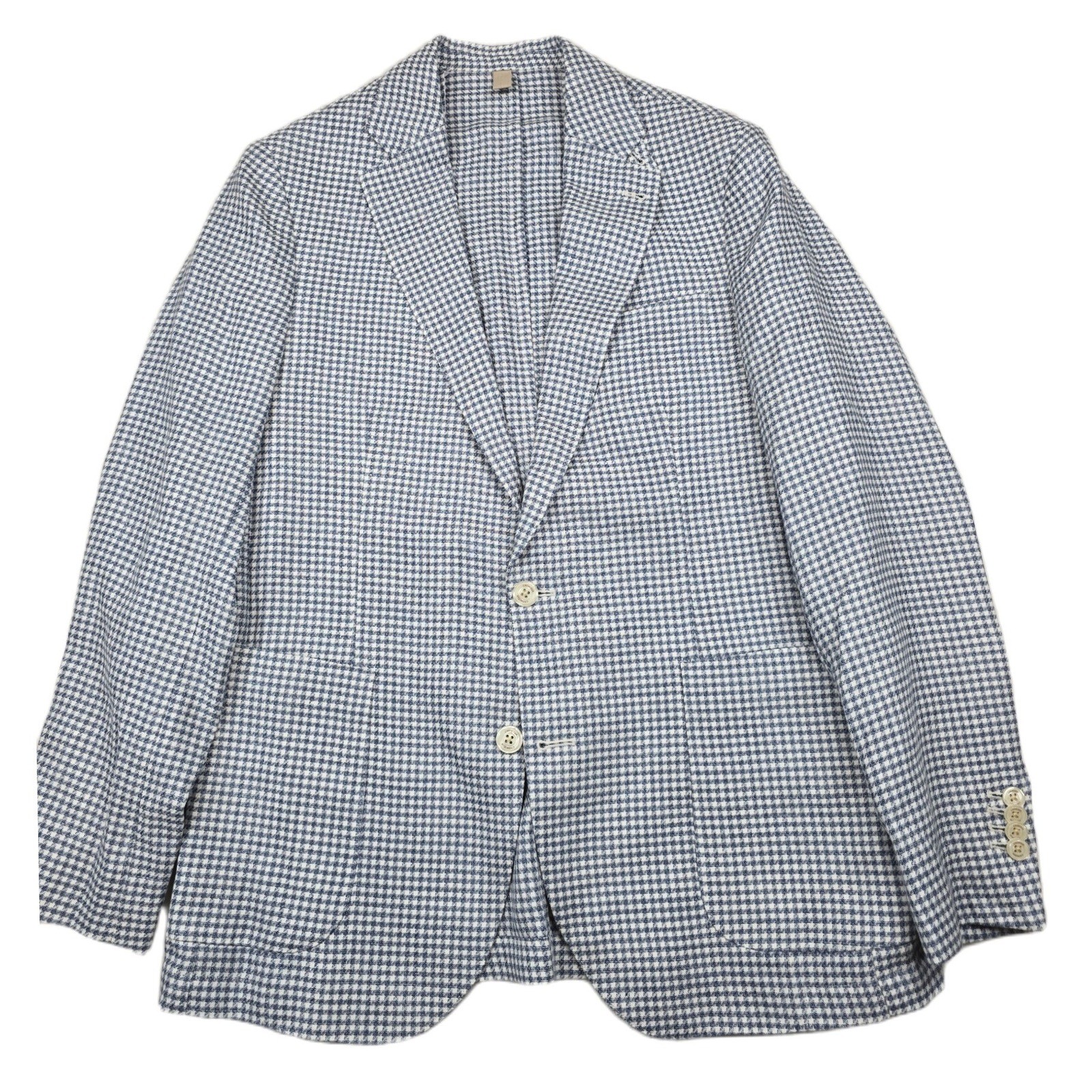 Cremieux Linen Sport Coat Mens Medium Blue White Houndstooth Italian Blazer