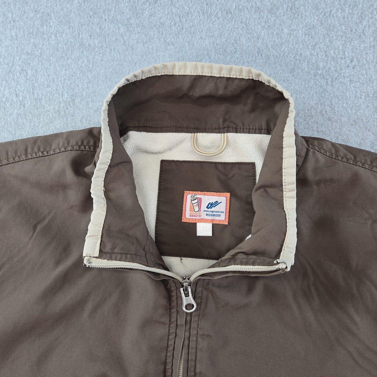 Dunkin’ Donuts Jacket Mens 2XL Brown Windbreaker Lined Insulated Pockets Logo