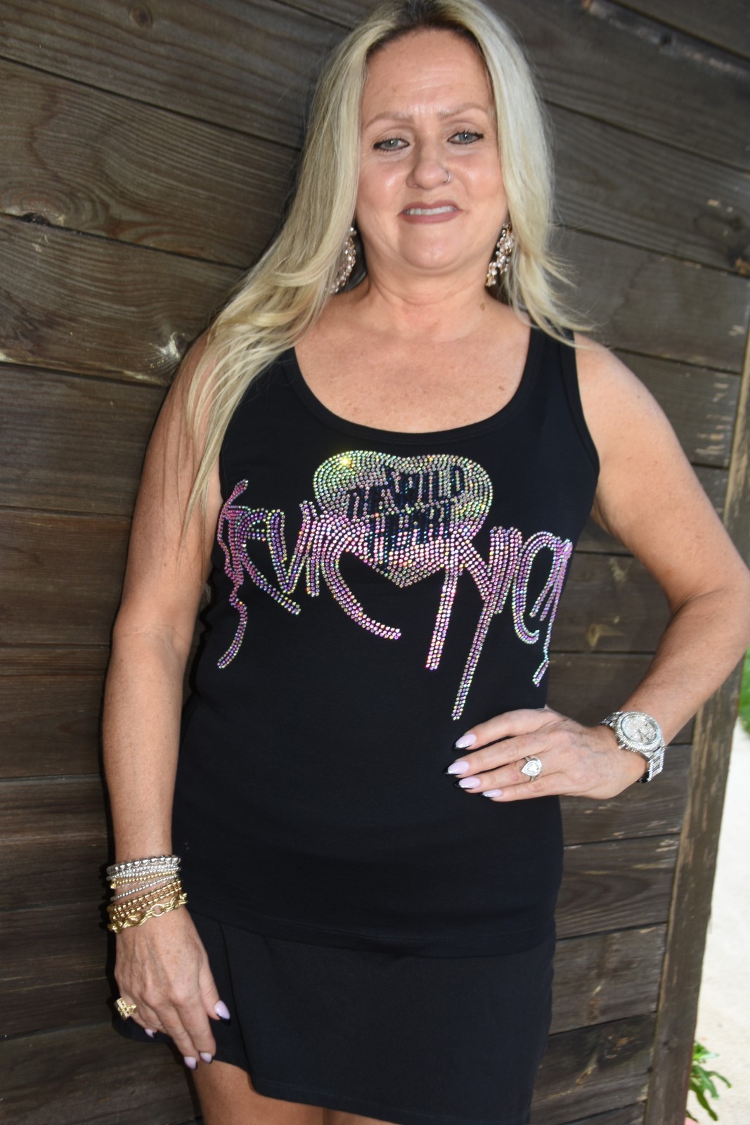 Styx rhinestone bling shirt or tank XS S M L XL XXL 1X 2X 3X 4X 5X