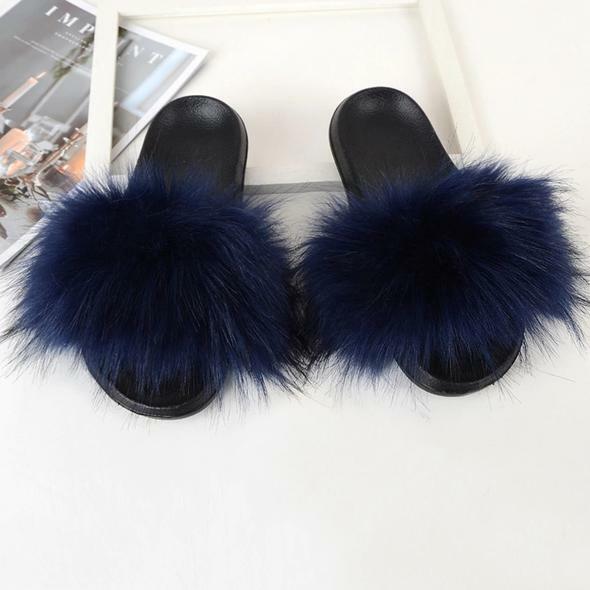 Faux Fur Slides Fuzzy Fluffy Slippers Flat Soft Sandals Open Toe – US Seller