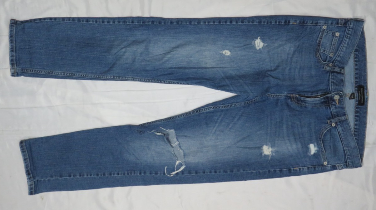 BANANA REPUBLIC WOMENS BLUE JEAN 29/8 (34X29) BOYFRIEND DESTRUCTED 2015 STRETCH