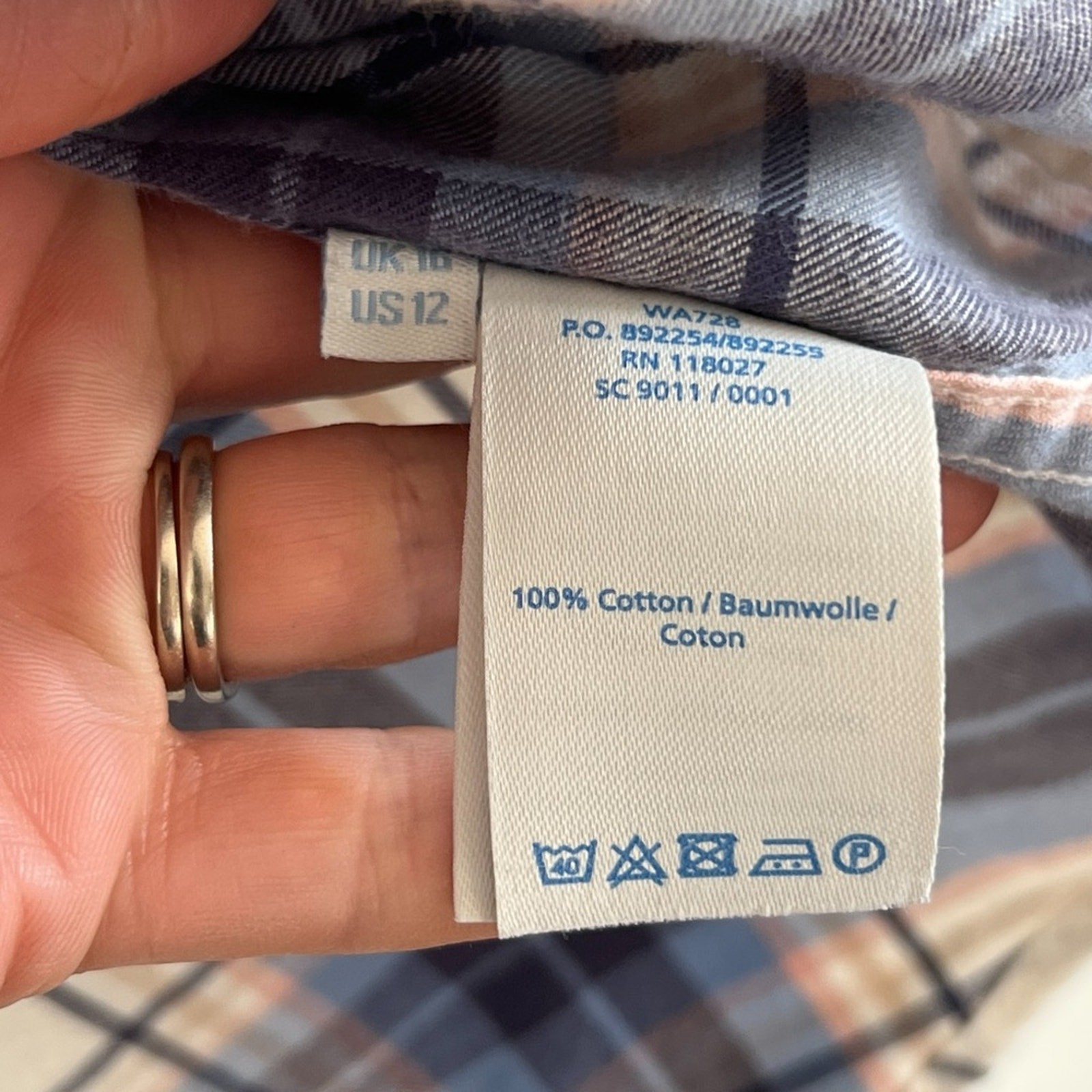 Boden The Relaxed Weekend Shirt Long Sleeve Button Down Flannel US 12 Blue Plaid