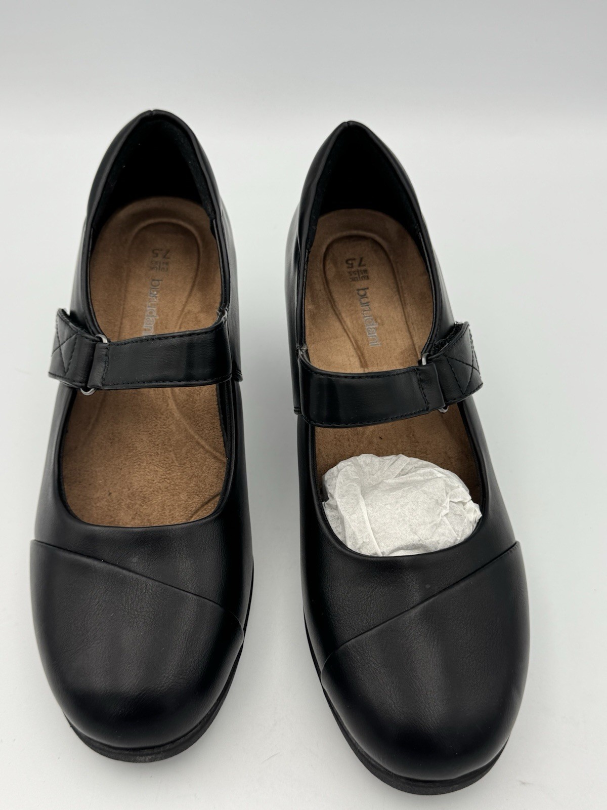 Burudani Black Leather Mary Jane Block Heel Shoes Women’s 7.5 US 38.5 EU w/ Box