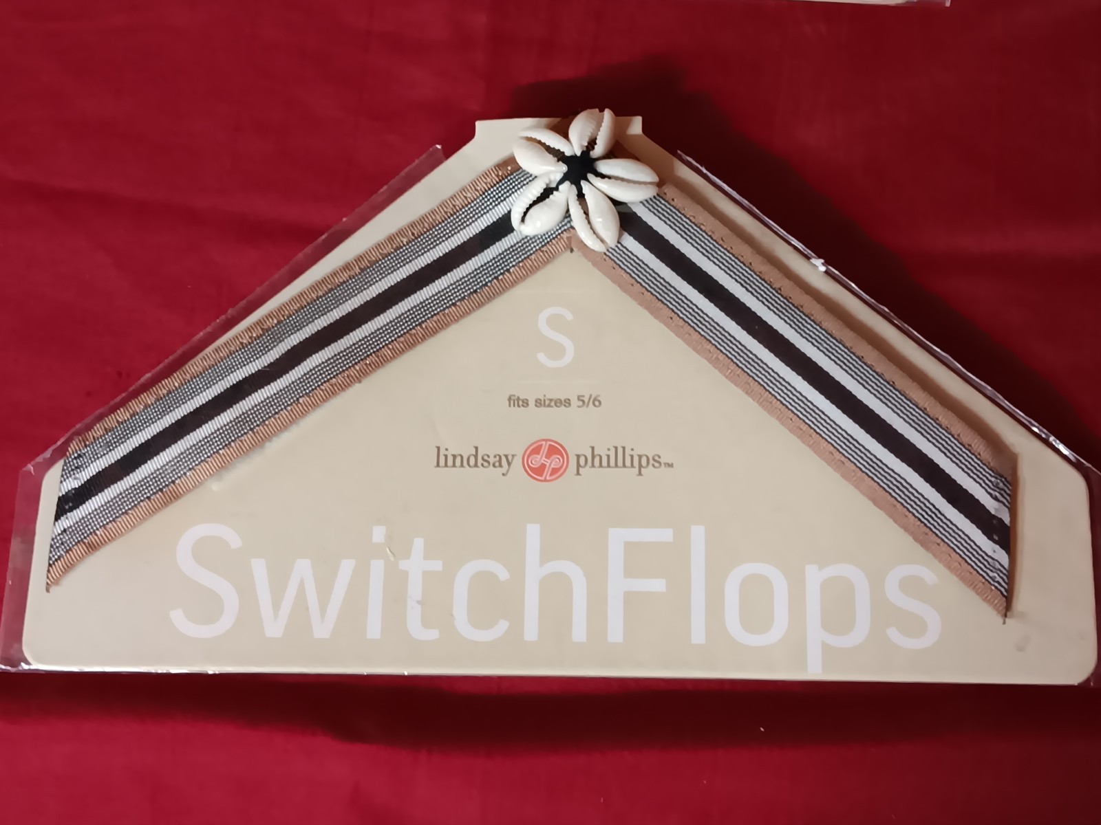 2 Sets Lindsay Phillips Switch Flops Straps Size Striped w/shell White w/button