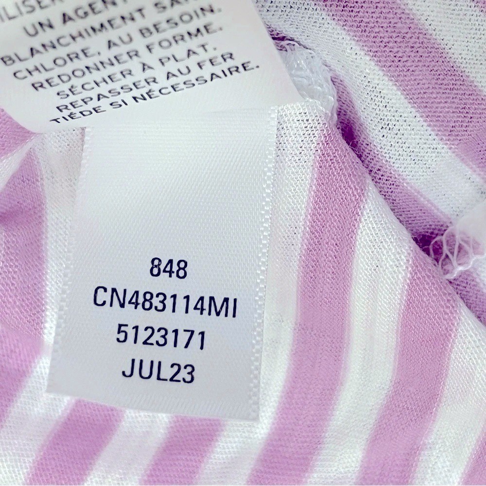 Caslon Asymmetrical Scoop Neck Striped Tank Top Womens Large Purple White NWOT