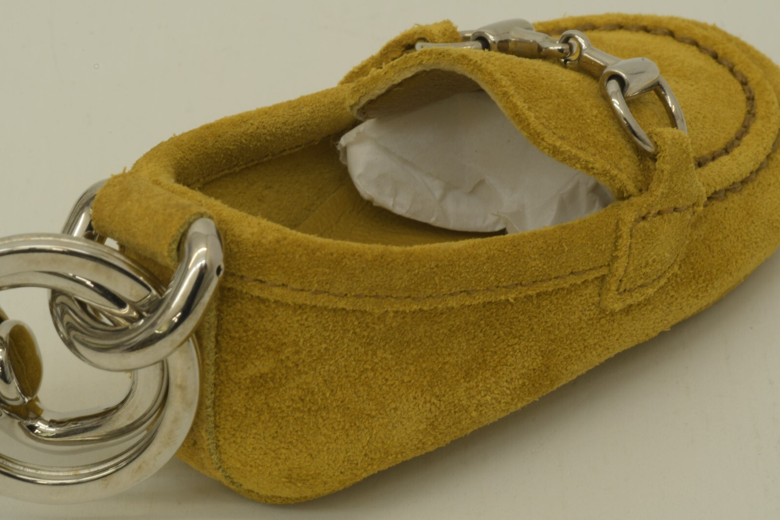 Authentic Gucci Yellow Shoe Keychain Suede SP Horsebit Buckle Bag Accessory