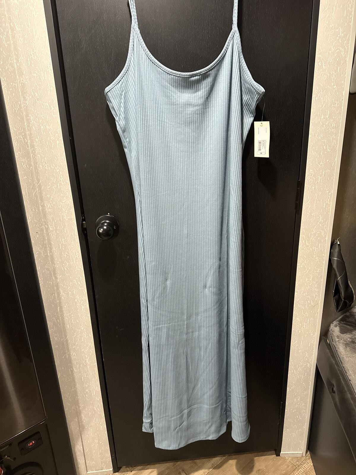 A New Day Light Blue Ribbed Tank Midi Dress 1X