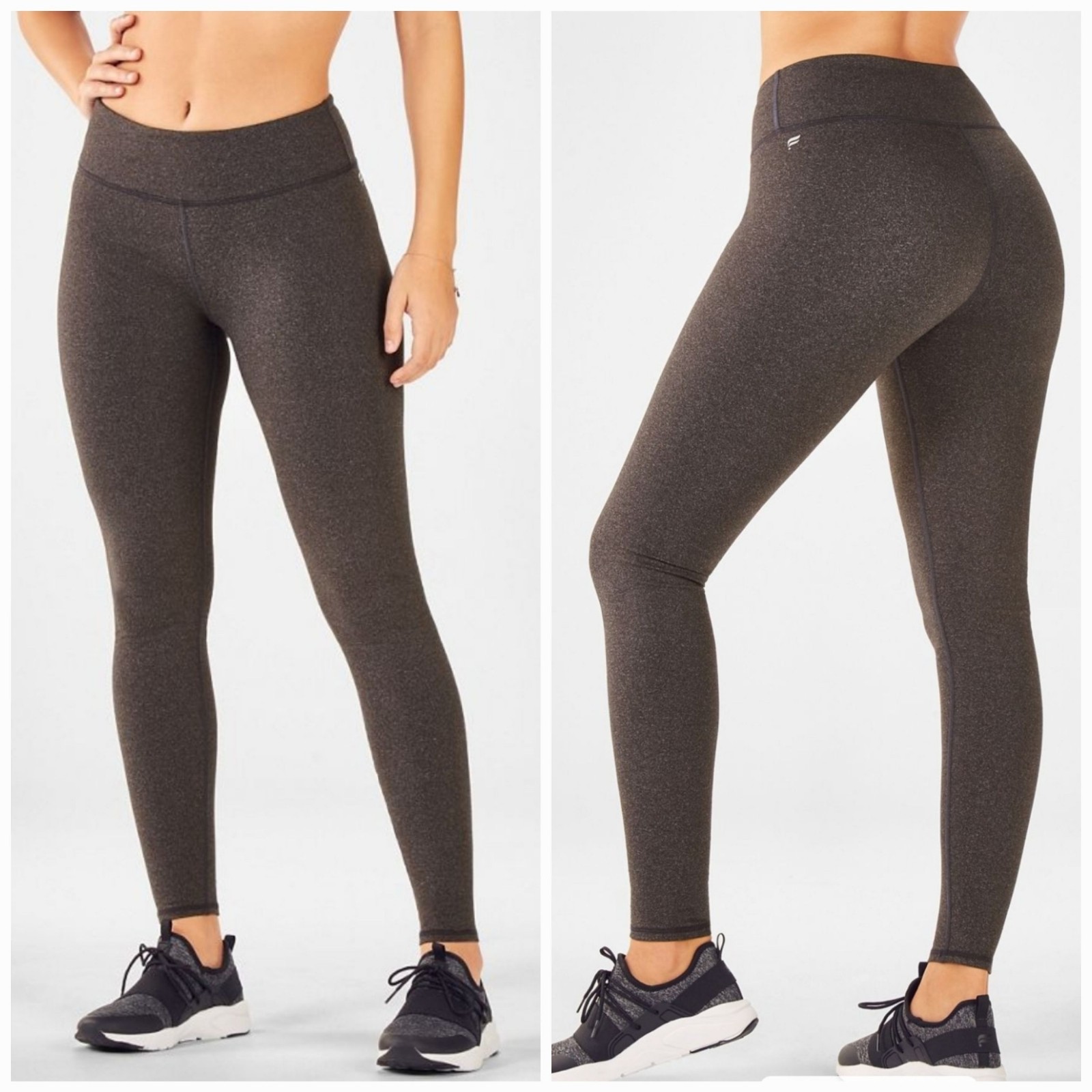 Fabletics Define Mid Rise Heathered Gray Powerhold Tight Leggings Women’s Small