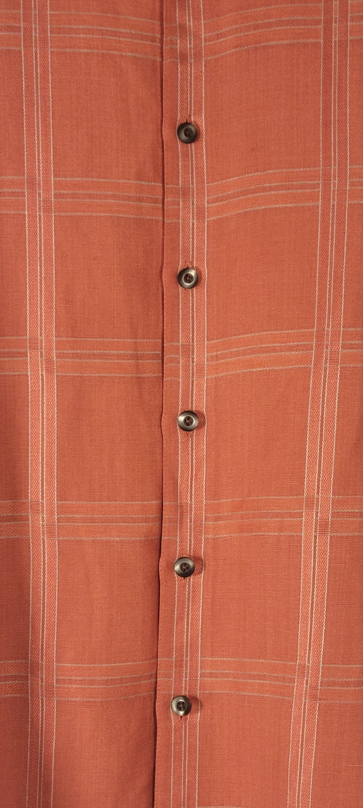AXIS Men’s 3XB Linen Blend Button Front Camp Shirt Orange Plaid Short Sleeve Big
