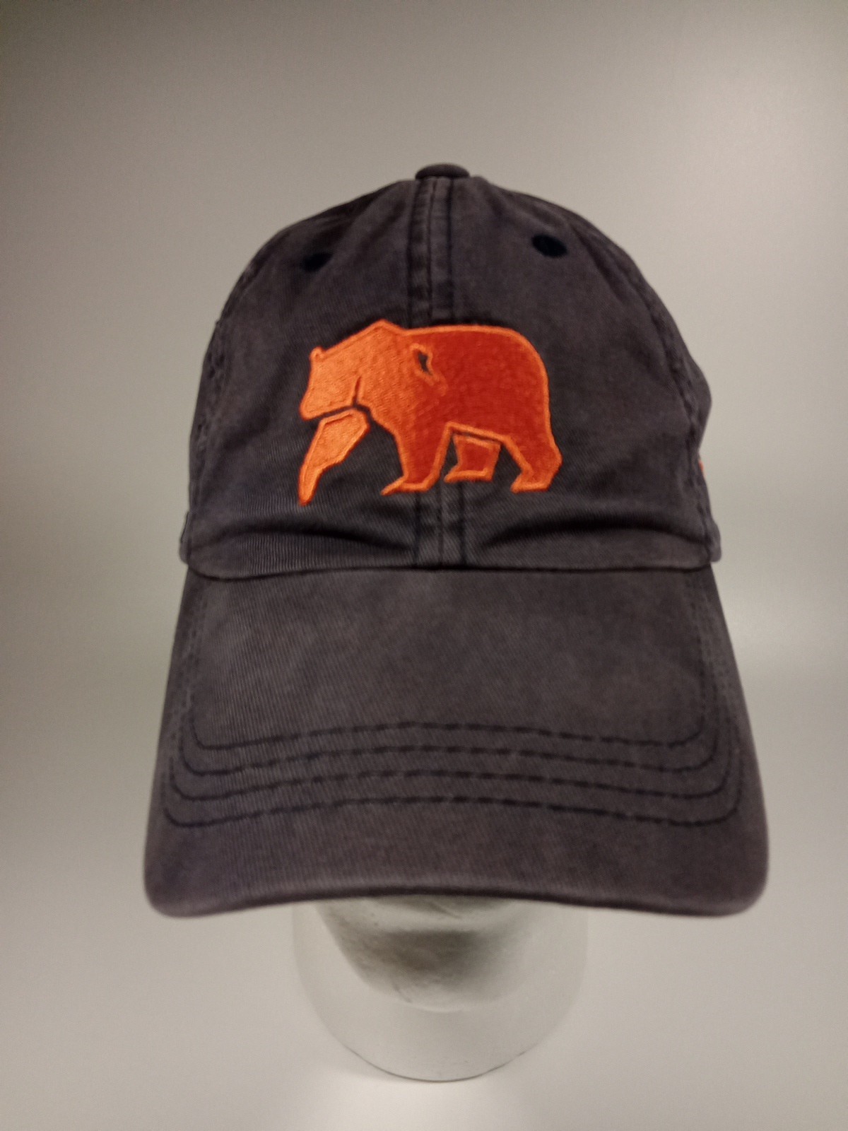 THE NORMAL BRAND Hat Gray Baseball Cap Bear Logo Adjustable Strap 100% Cotton