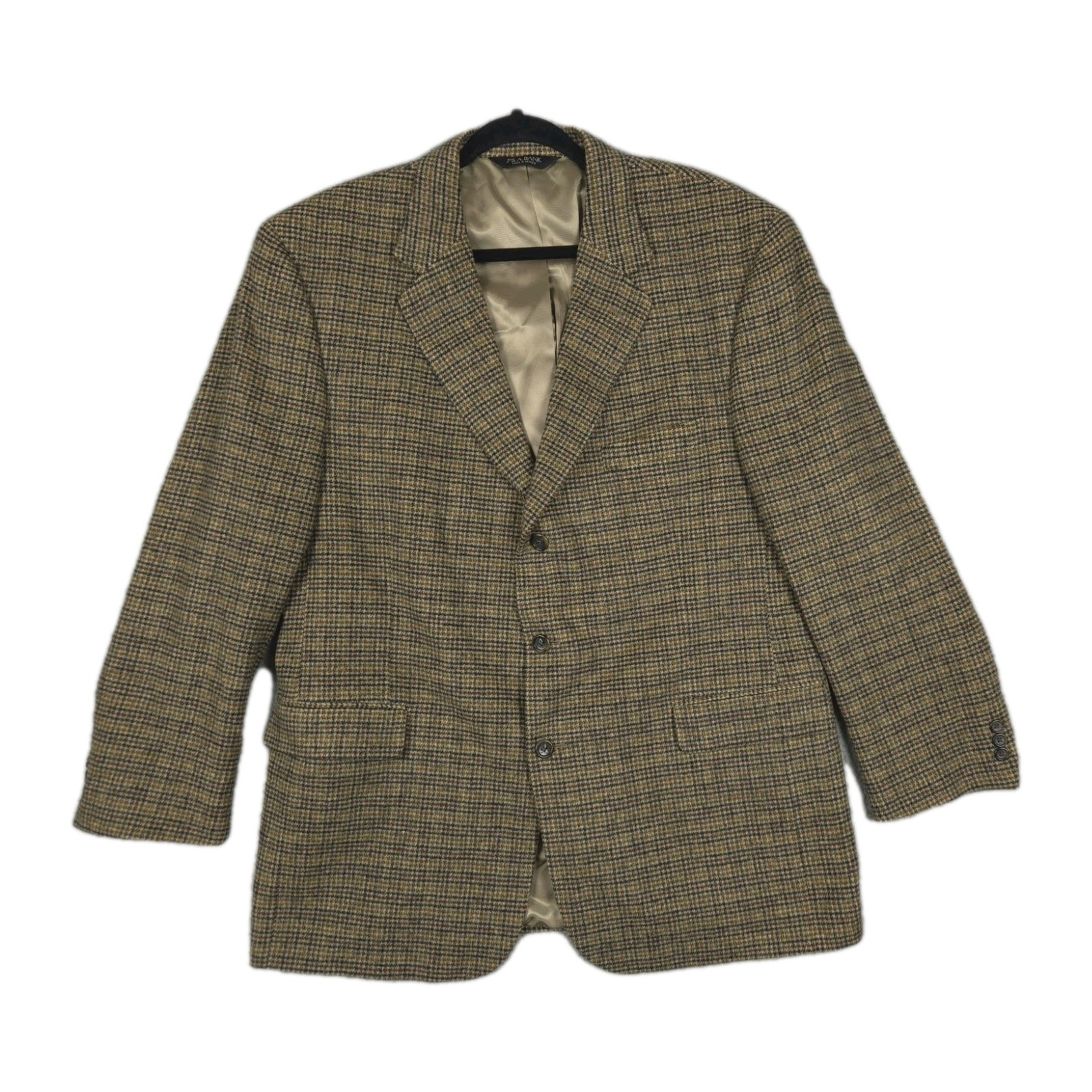 Jos. A. Bank Camel Hair Sport Coat Men’s 46R Brindle Houndstooth 3 Btn. Vented