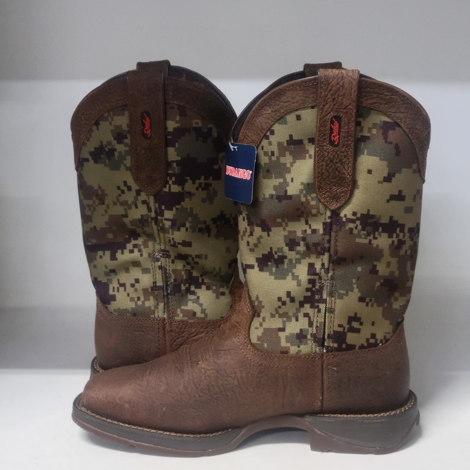 Durango Rebel 12″ Western Boot Dark Brown/Green Digi Camo Mens Size 9.5W