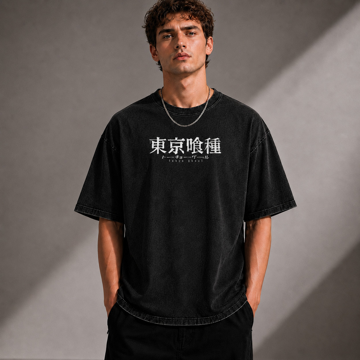 Tokyo Ghoul Ken Acid Washed Oversized Anime T-Shirt Graphic Tee