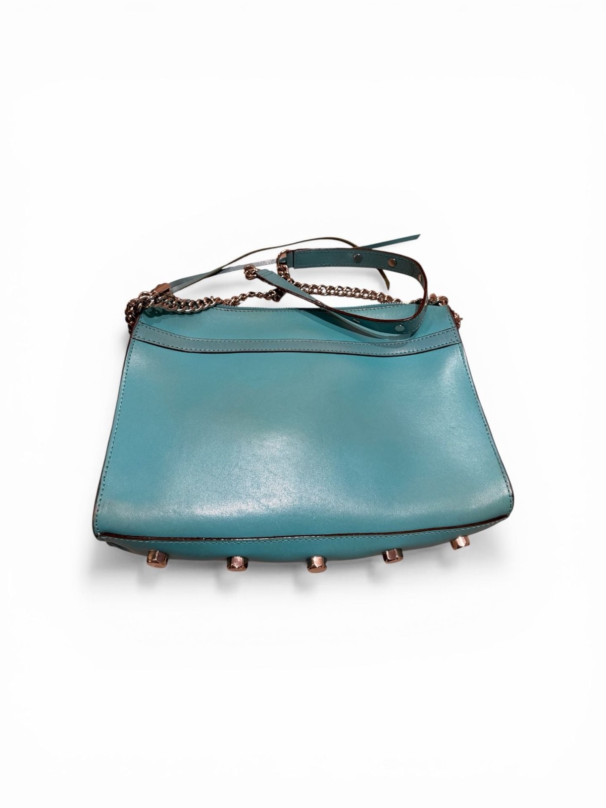 Rebecca Minkoff Perforated MAC Crossbody Bag Teal Blue Leather Chain Strap