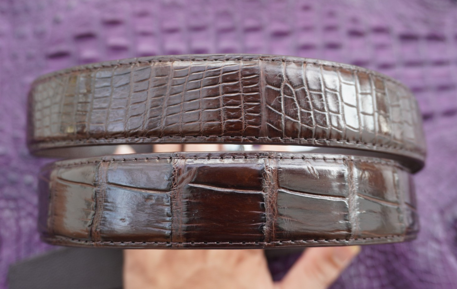 Dark Brown Genuine Crocodile Belly Leather Skin Men’s Belt W 1.3 inch #S18