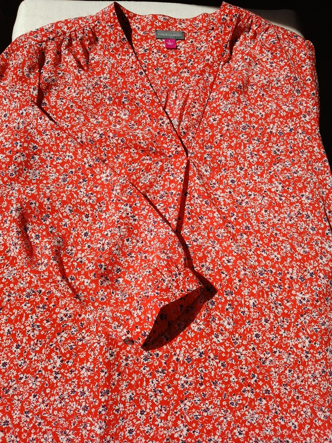 Vince Camuto large Womans Long Sleeved Red Flower Top