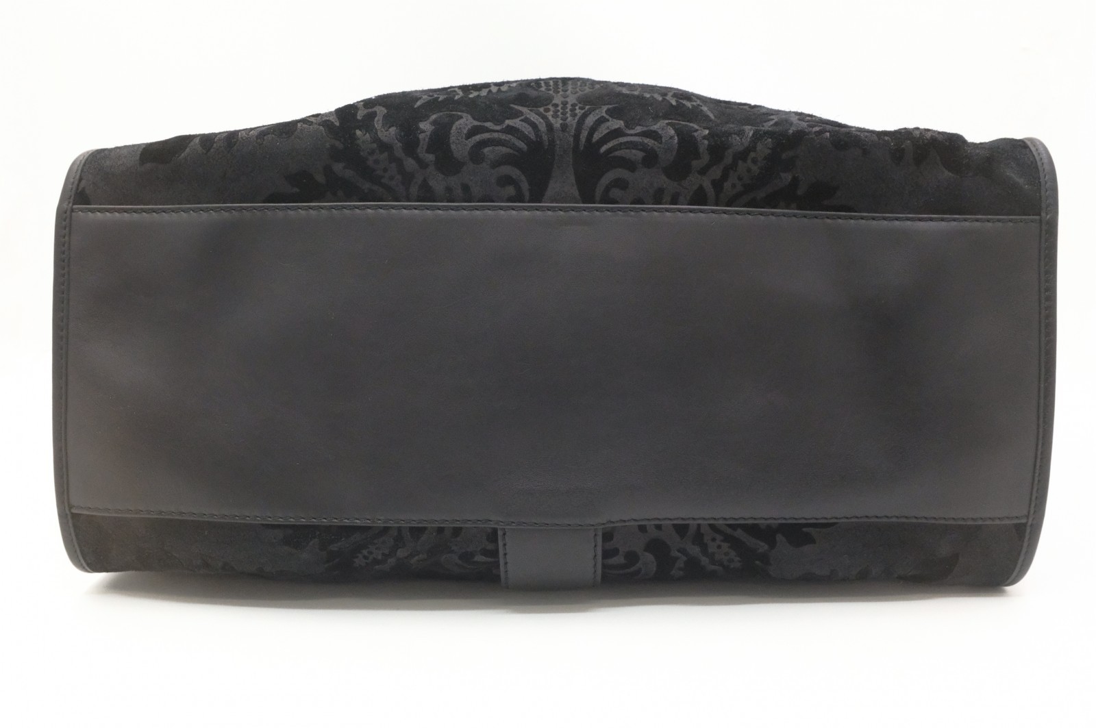 Authentic Gucci Soft Stirrup Tote Bag in Black Suede 296855