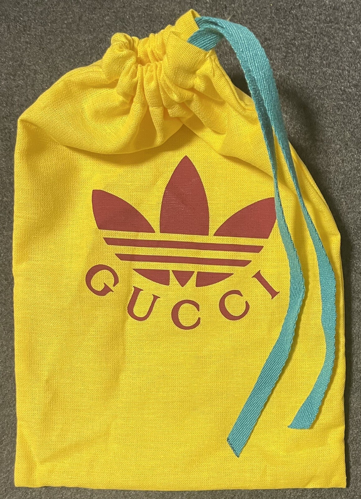 Gucci x Adidas 7” x 10.5” Inches – Yellow & Burgundy Dust Bag – Authentic