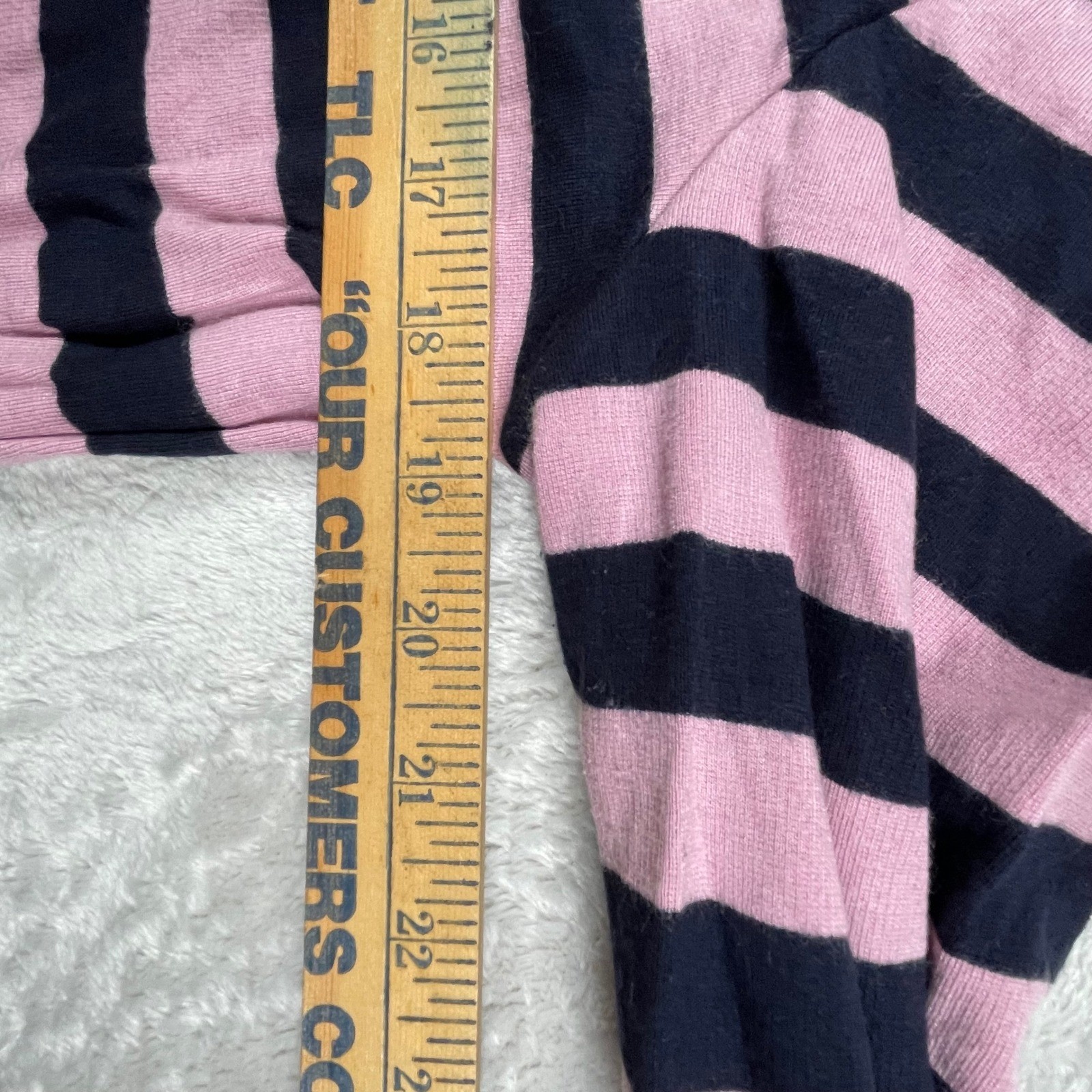 Talbots Petites Women’s Pink Black Striped 3/4 Sleeve Top w/ Zipper Accent