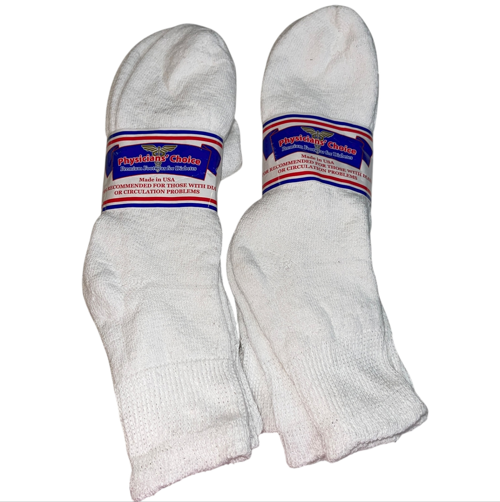 6 Pair Lot White Men Physicians Choice Loose Fit Diabetic Ankle Socks Sz 10-13