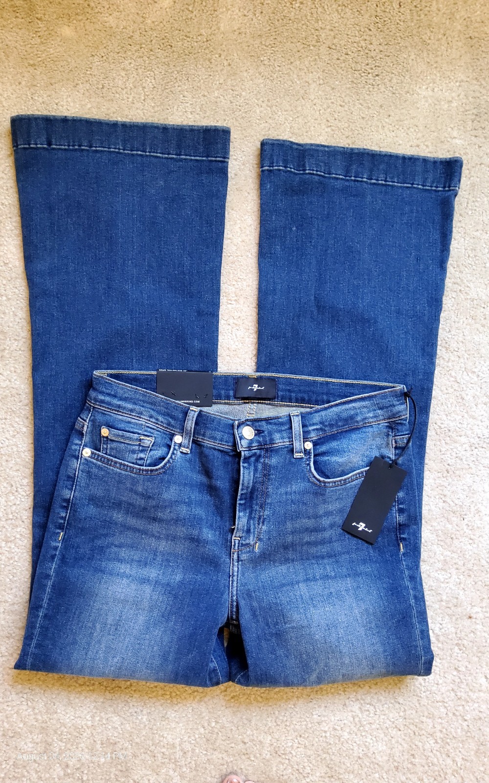 7 for all mankind Dojo Taylorless Bronze Stripe Medium Wash jeans Sz 29 Reg