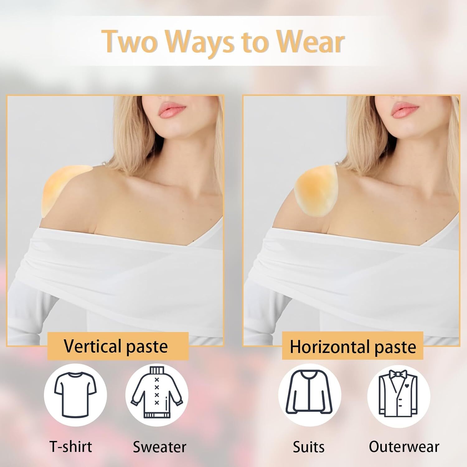 2Pairs Women Shoulder Pads Push up Soft Adhesive Silicone Shoulder Pads Anti USA