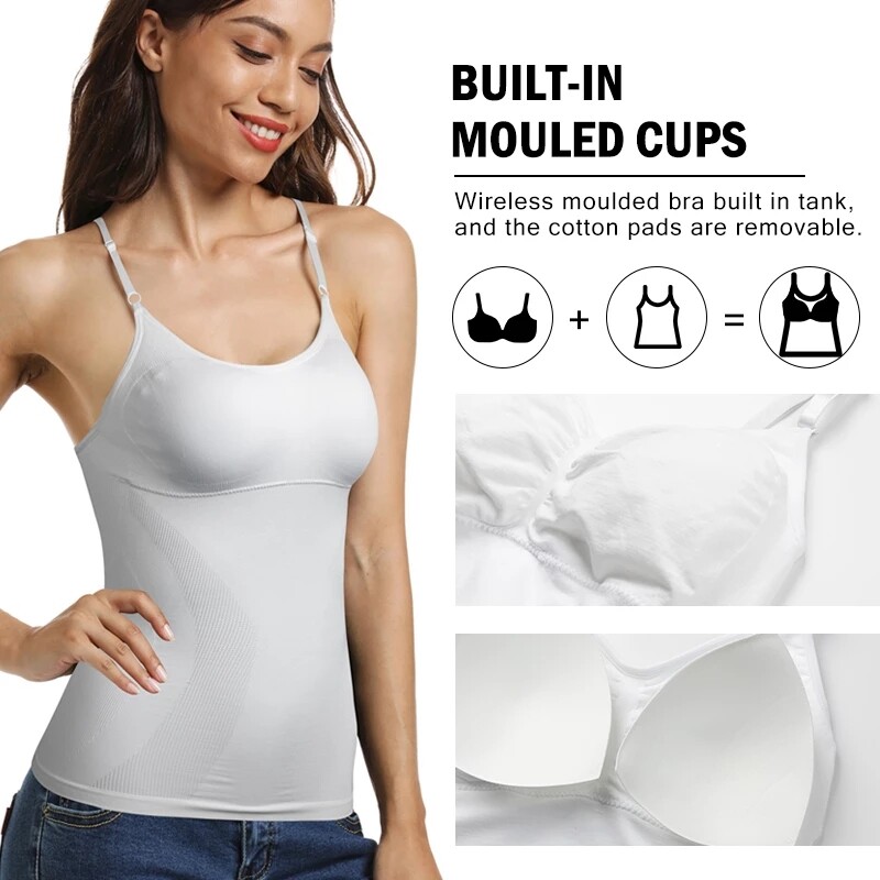 Women Tummy Control Seamless Shaping Camisole Seamless Body Shaper Slim Cami Top