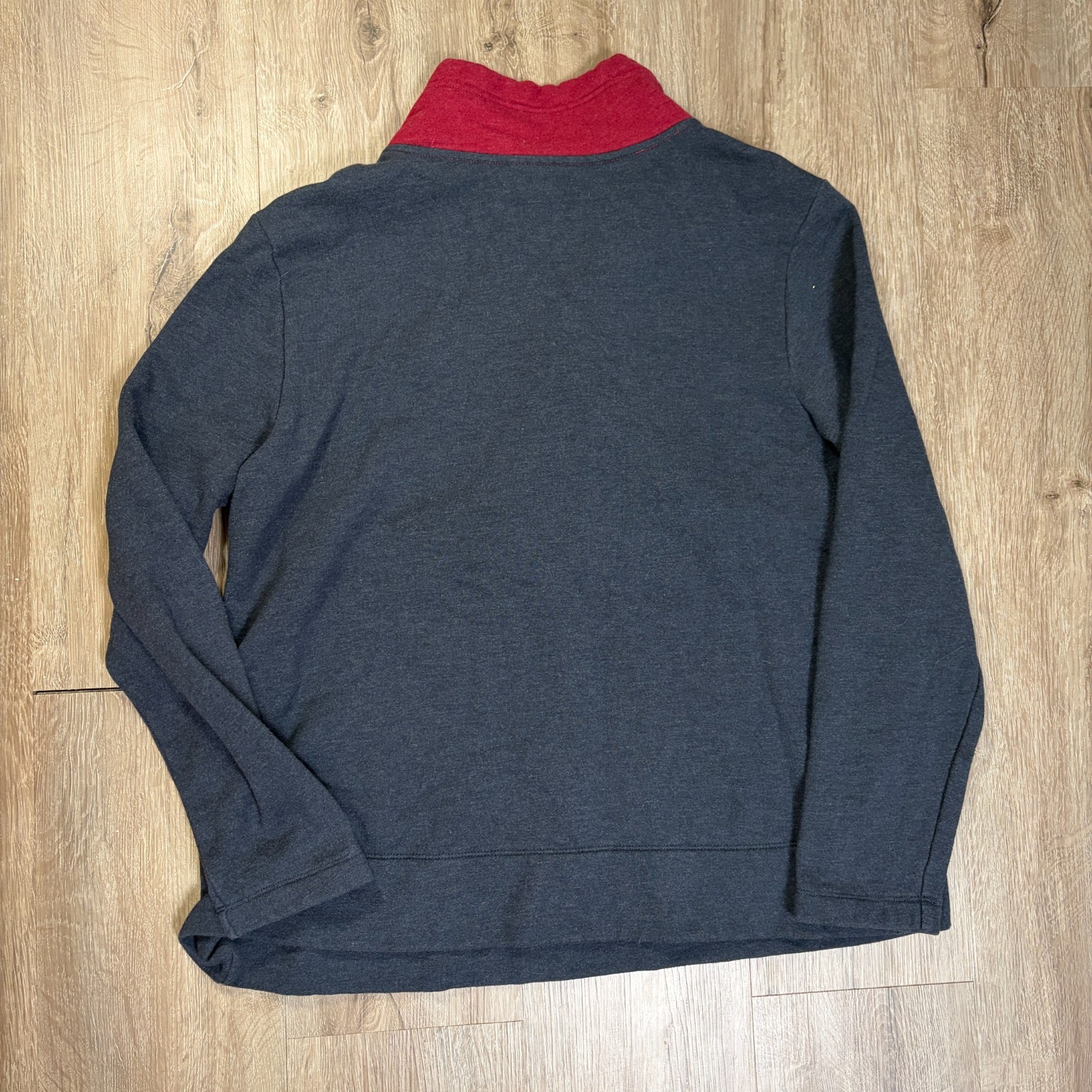 LL Bean Signature Sweatshirt Womens Large Anorak Blue Red 1/2 Zip