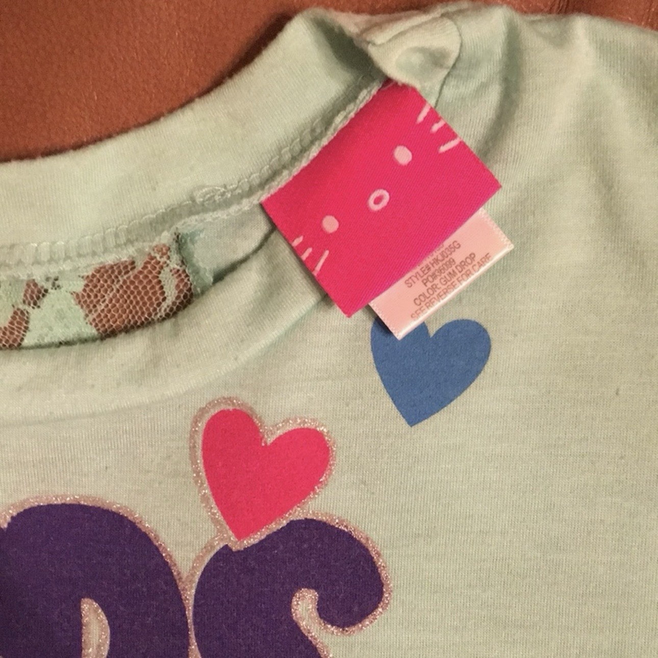 Hello Kitty Nerds Rule Mint Green Lace Back Crew Neck Dolman Sleeve Tee S