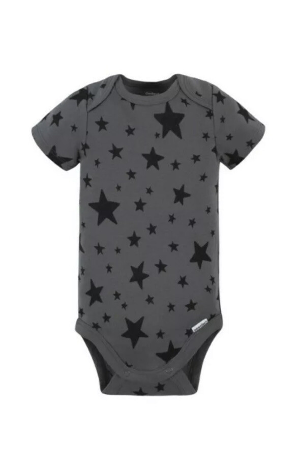 MODERN MOMENTS BY GERBER BABY BOY GRAY & STAR BODYSUIT SIZE 0 – 3M NEW WITH TAGS