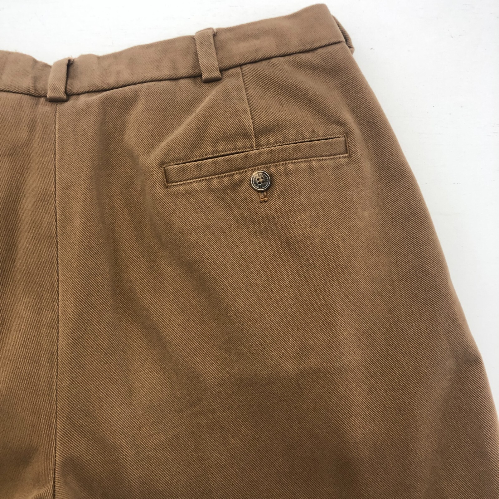 vtg Brooks Brothers 346 Pants 35×29.5 Brown 100% Soft Cotton Twill Hong Kong