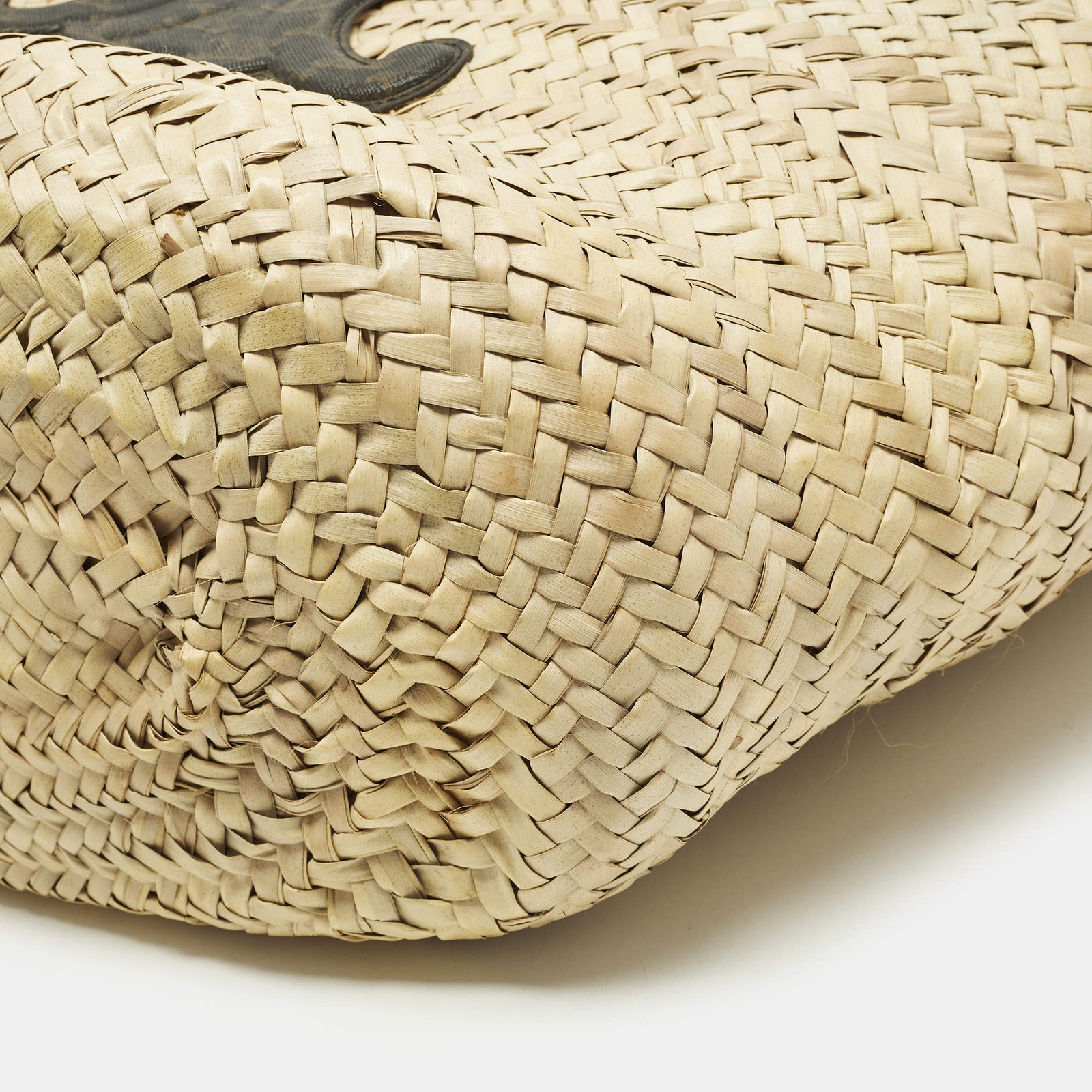 Celine Triomphe BlackBeige Raffia and Printed Coated Canvas Basket Bag