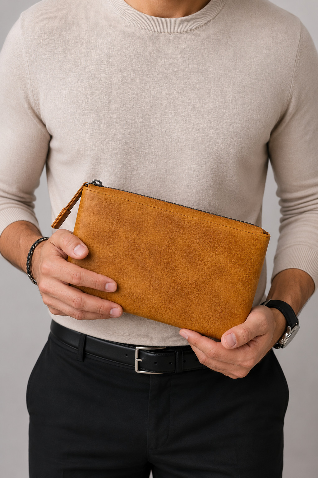 Genuine Leather Handbag, Leather Travel Clutch Bag, Leather Pouch, Toiletry Bag