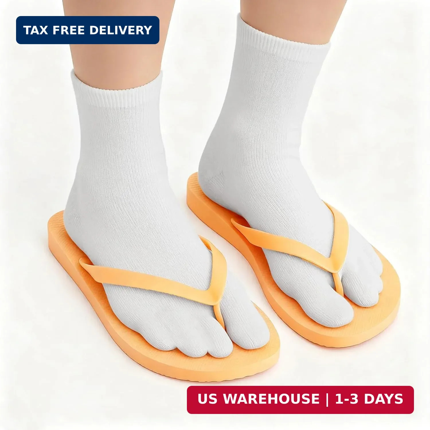 Japanese Tabi Socks White 4 Pairs Split Toe US Size 5-11 for Men Women