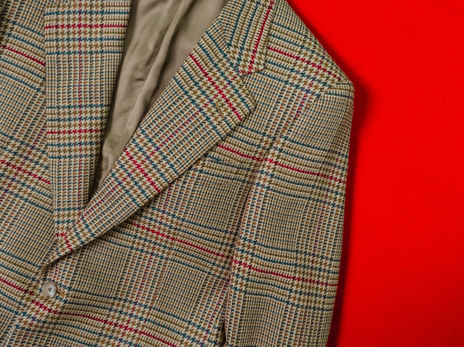 CORNELIANI Sartoria Men 90% Wool 10% Cashmere Plaid Beige Size 48 / M Jacket